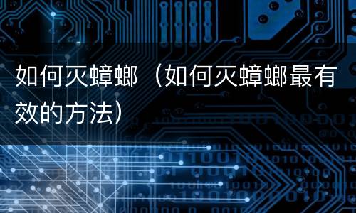 如何灭蟑螂（如何灭蟑螂最有效的方法）