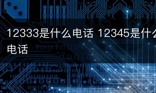 12333是什么电话 12345是什么电话