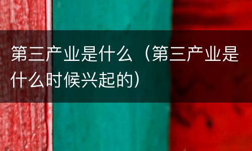第三产业是什么（第三产业是什么时候兴起的）