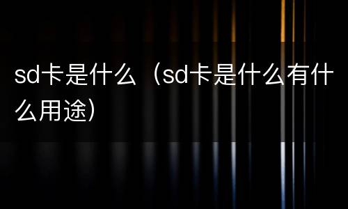 sd卡是什么（sd卡是什么有什么用途）