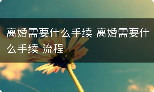 离婚需要什么手续 离婚需要什么手续 流程