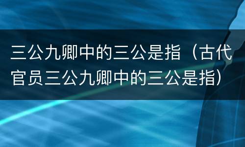三公九卿中的三公是指（古代官员三公九卿中的三公是指）