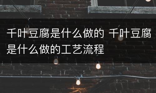 千叶豆腐是什么做的 千叶豆腐是什么做的工艺流程