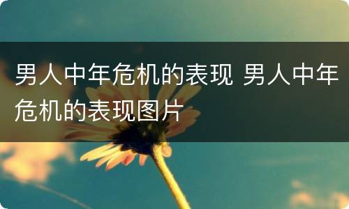 男人中年危机的表现 男人中年危机的表现图片