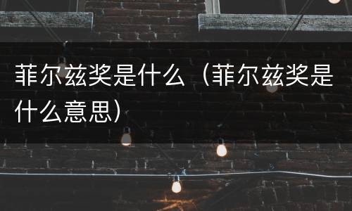 菲尔兹奖是什么（菲尔兹奖是什么意思）