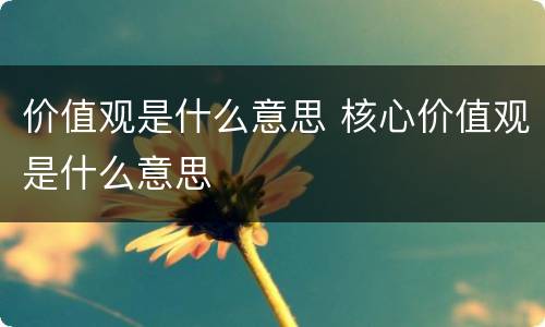 价值观是什么意思 核心价值观是什么意思