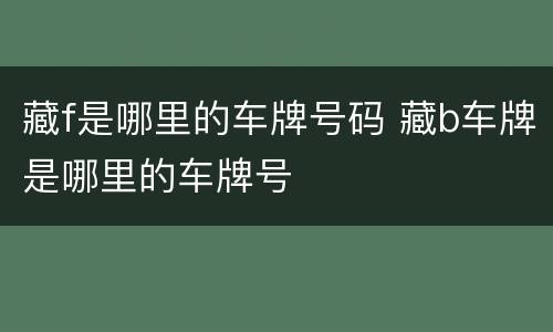 藏f是哪里的车牌号码 藏b车牌是哪里的车牌号