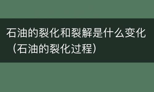 石油的裂化和裂解是什么变化（石油的裂化过程）