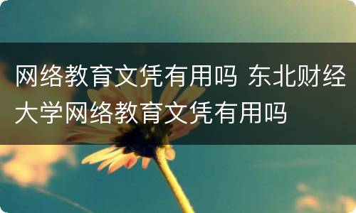 网络教育文凭有用吗 东北财经大学网络教育文凭有用吗