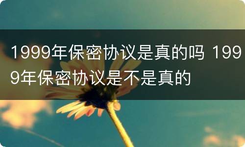 1999年保密协议是真的吗 1999年保密协议是不是真的