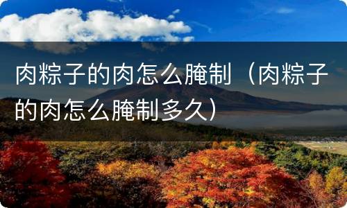 肉粽子的肉怎么腌制（肉粽子的肉怎么腌制多久）