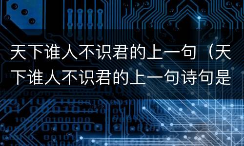 天下谁人不识君的上一句（天下谁人不识君的上一句诗句是什么）