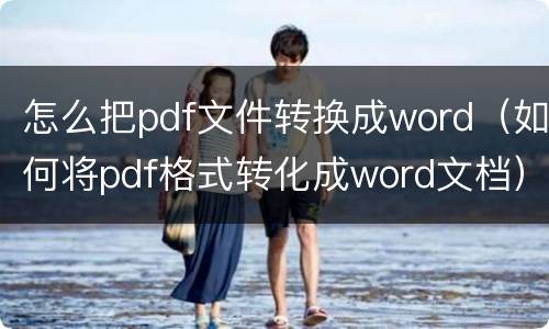 怎么把pdf文件转换成word（如何将pdf格式转化成word文档）