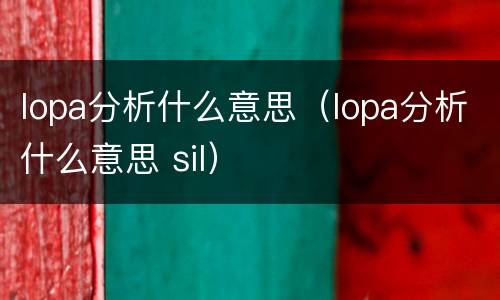 lopa分析什么意思（lopa分析什么意思 sil）