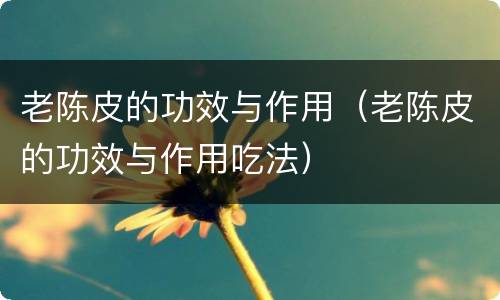 老陈皮的功效与作用（老陈皮的功效与作用吃法）