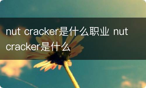 nut cracker是什么职业 nut cracker是什么