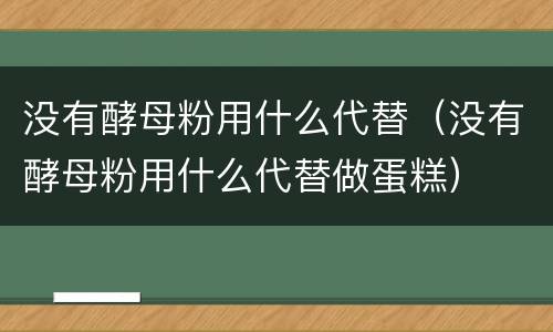 没有酵母粉用什么代替（没有酵母粉用什么代替做蛋糕）