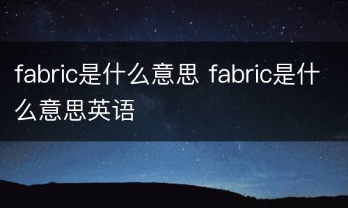 fabric是什么意思 fabric是什么意思英语
