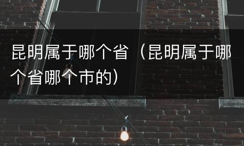 昆明属于哪个省（昆明属于哪个省哪个市的）