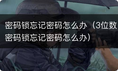 密码锁忘记密码怎么办（3位数密码锁忘记密码怎么办）