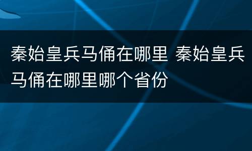 秦始皇兵马俑在哪里 秦始皇兵马俑在哪里哪个省份