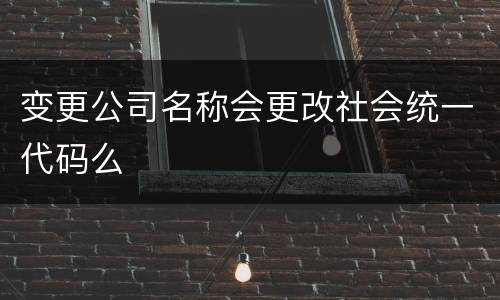 变更公司名称会更改社会统一代码么