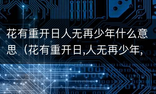 花有重开日人无再少年什么意思（花有重开日,人无再少年,什么意思）