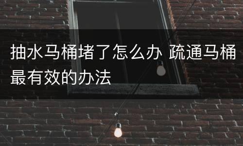 抽水马桶堵了怎么办 疏通马桶最有效的办法