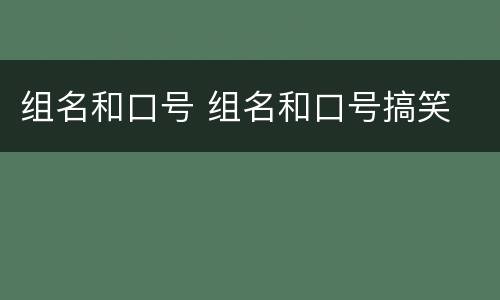 组名和口号 组名和口号搞笑