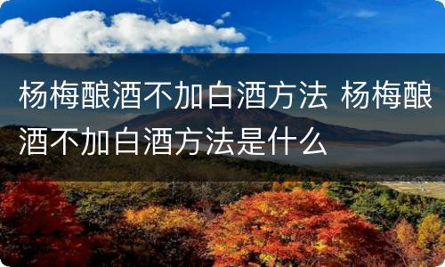 杨梅酿酒不加白酒方法 杨梅酿酒不加白酒方法是什么