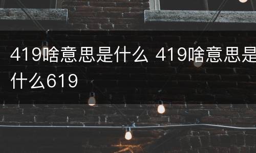 419啥意思是什么 419啥意思是什么619