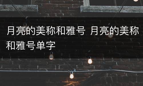 月亮的美称和雅号 月亮的美称和雅号单字