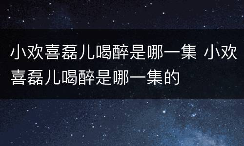 小欢喜磊儿喝醉是哪一集 小欢喜磊儿喝醉是哪一集的