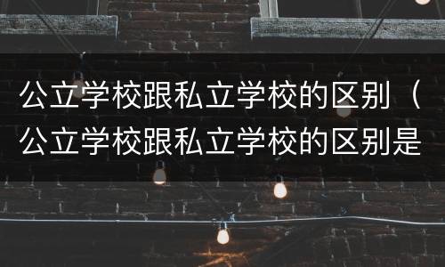 公立学校跟私立学校的区别（公立学校跟私立学校的区别是什么）