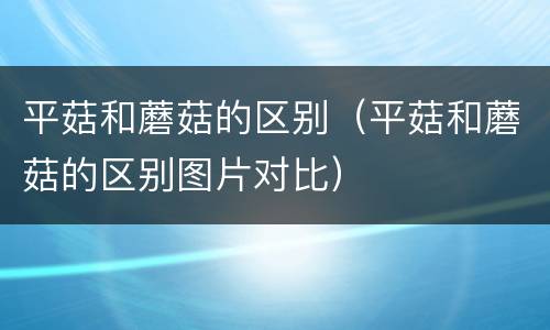 平菇和蘑菇的区别（平菇和蘑菇的区别图片对比）