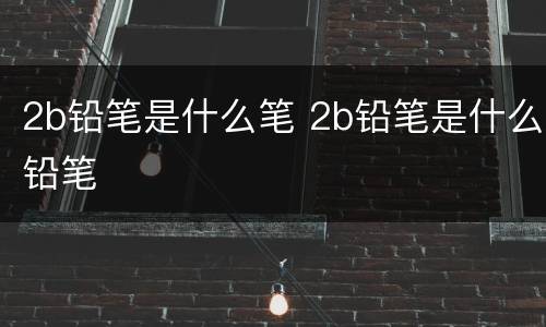 2b铅笔是什么笔 2b铅笔是什么铅笔