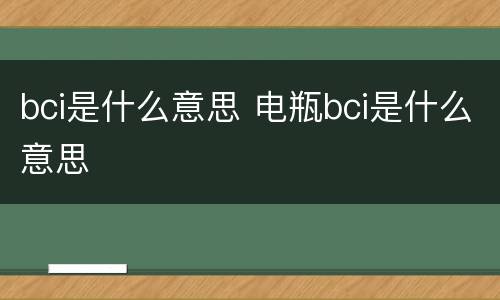 bci是什么意思 电瓶bci是什么意思