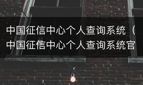 中国征信中心个人查询系统（中国征信中心个人查询系统官网app）