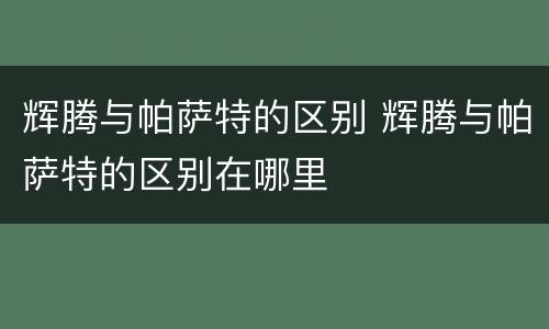 辉腾与帕萨特的区别 辉腾与帕萨特的区别在哪里