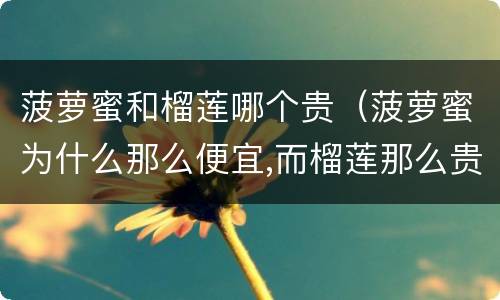 菠萝蜜和榴莲哪个贵（菠萝蜜为什么那么便宜,而榴莲那么贵）