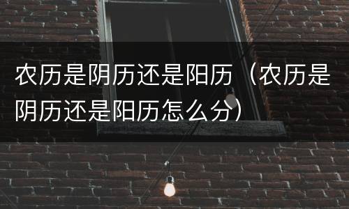 农历是阴历还是阳历（农历是阴历还是阳历怎么分）