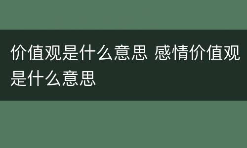 价值观是什么意思 感情价值观是什么意思