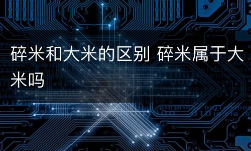 碎米和大米的区别 碎米属于大米吗