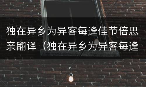 独在异乡为异客每逢佳节倍思亲翻译（独在异乡为异客每逢佳节倍思亲翻译诗句）
