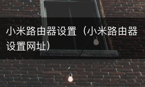 小米路由器设置（小米路由器设置网址）