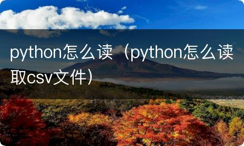 python怎么读（python怎么读取csv文件）