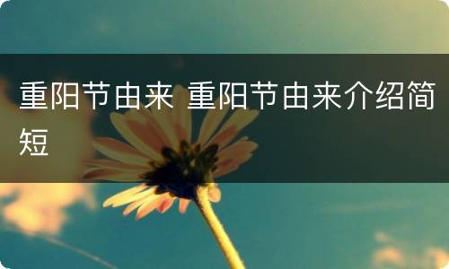 重阳节由来 重阳节由来介绍简短