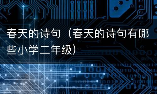 春天的诗句（春天的诗句有哪些小学二年级）