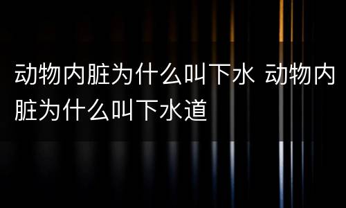 动物内脏为什么叫下水 动物内脏为什么叫下水道