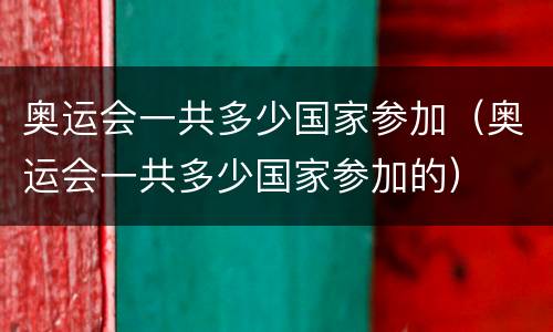 奥运会一共多少国家参加（奥运会一共多少国家参加的）